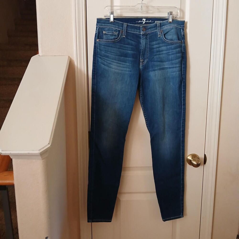 7 For All Mankind Gwenevere Ankle Skinny Jeans Blue 31 Capsule Wardrobe Staple